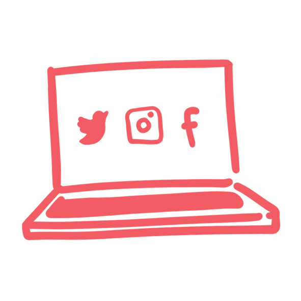 Laptop social media icons